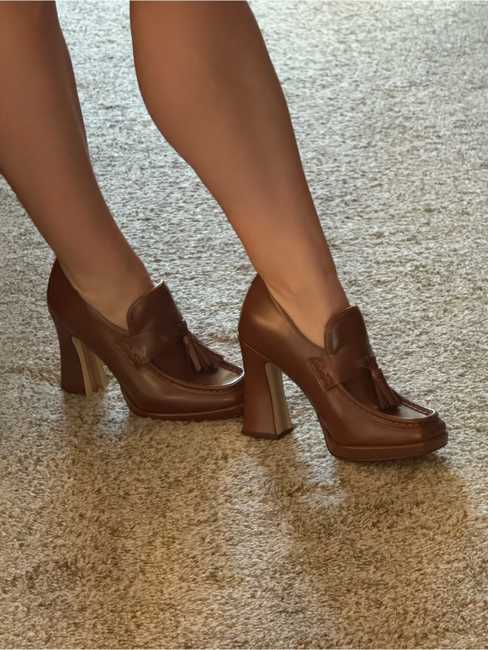 Sam Edelman Brown Tassel Block Heel Loafers - Picture 5 of 6